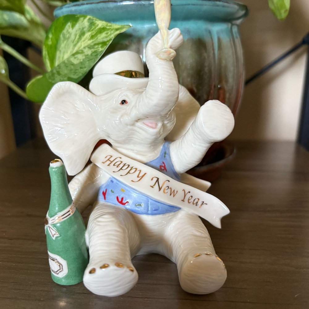 Lenox Toasting the New Year Elephant Figurine
